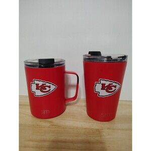 SIMPLE MODERN KANSAS CITY CHIEFS Set Of 2 12oz TUMBLER & 12 Scout MugW/ FLIP LID